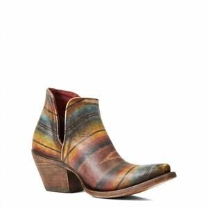 NEW ARIAT women's western leather saddle blanket dixon bootie in brown